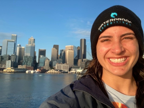 Emily in Seattle after SCUBA diving in the Puget Sound